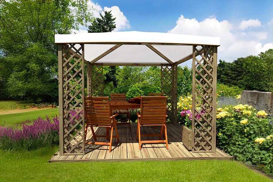 come arredare un gazebo in giardino